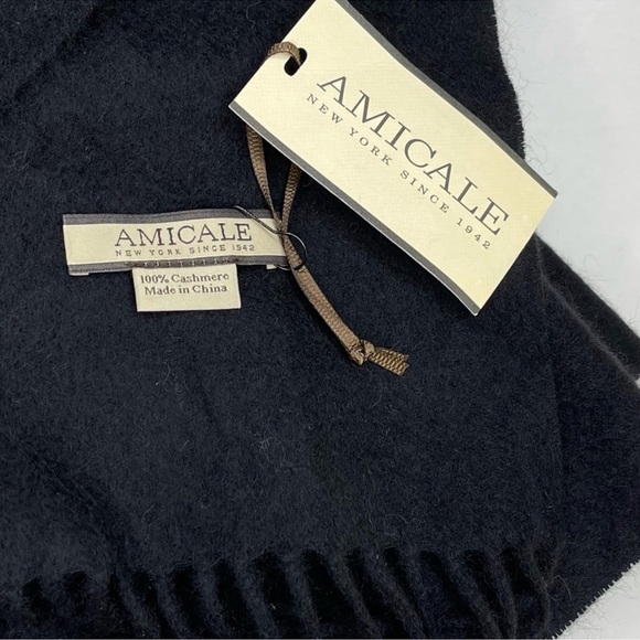 AMICALE CASHMERE Black Woven Wrap Scarf NEW 100% Cashmere NEW With Tag - Picture 6 of 8